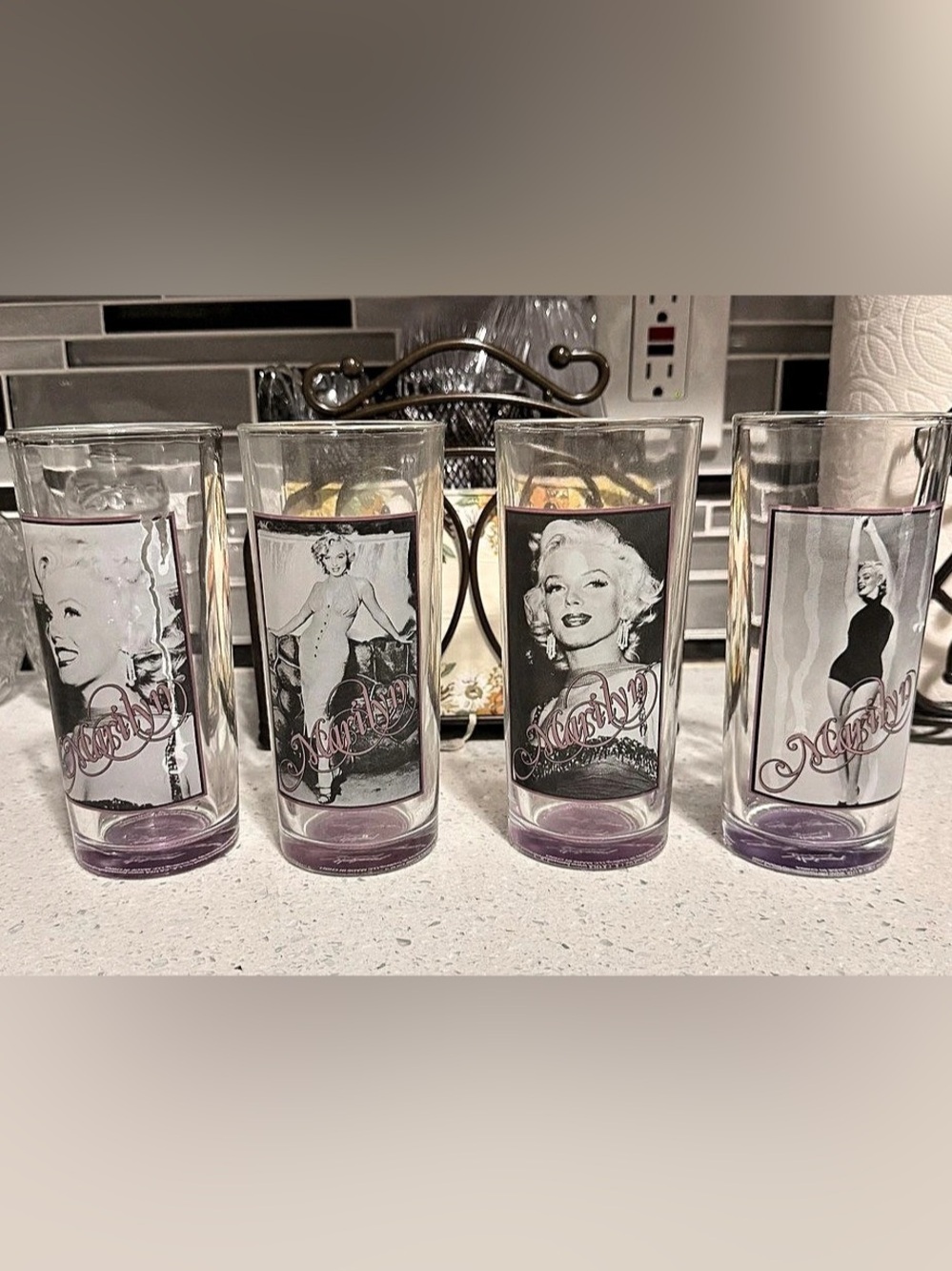 Marilyn Monroe by CMW Marilyn Monroe Four Glass Set 4-Piece Glass Drinkware Set